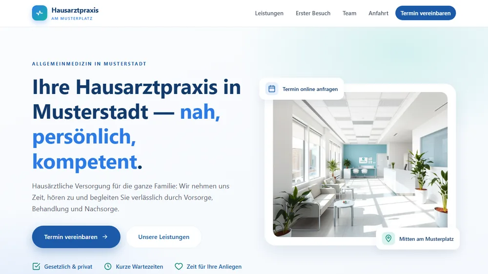 Vorschau der Beispielseite (Arztpraxis & Medizin)