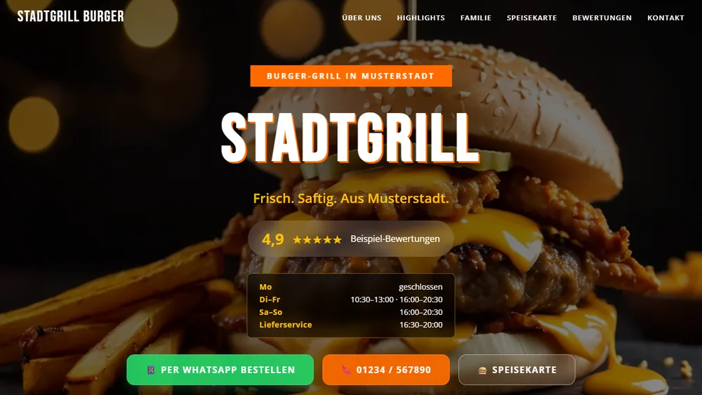 Vorschau der Beispielseite (Gastronomie)