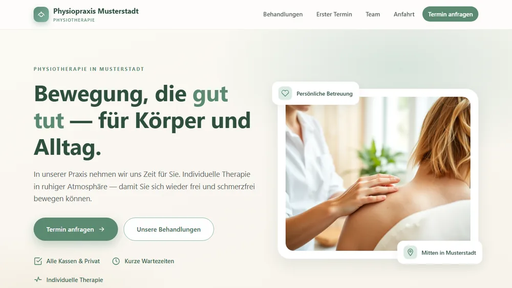Vorschau der Beispielseite (Physiotherapie)