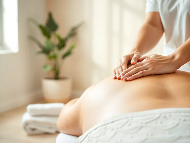 Entspannende therapeutische Rücken- und Schultermassage mit weichem Handtuch